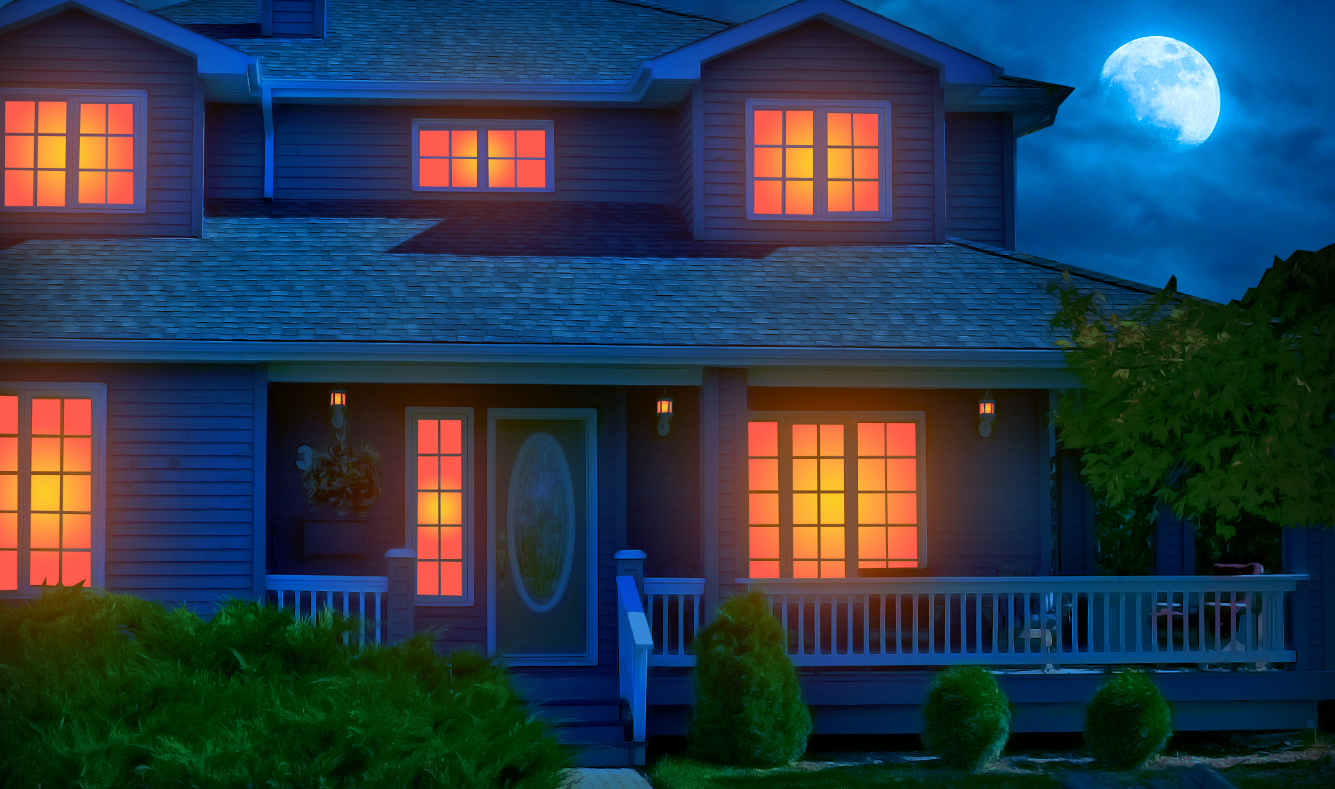 EXT. WOODEN HOUSE FRONT – NIGHT